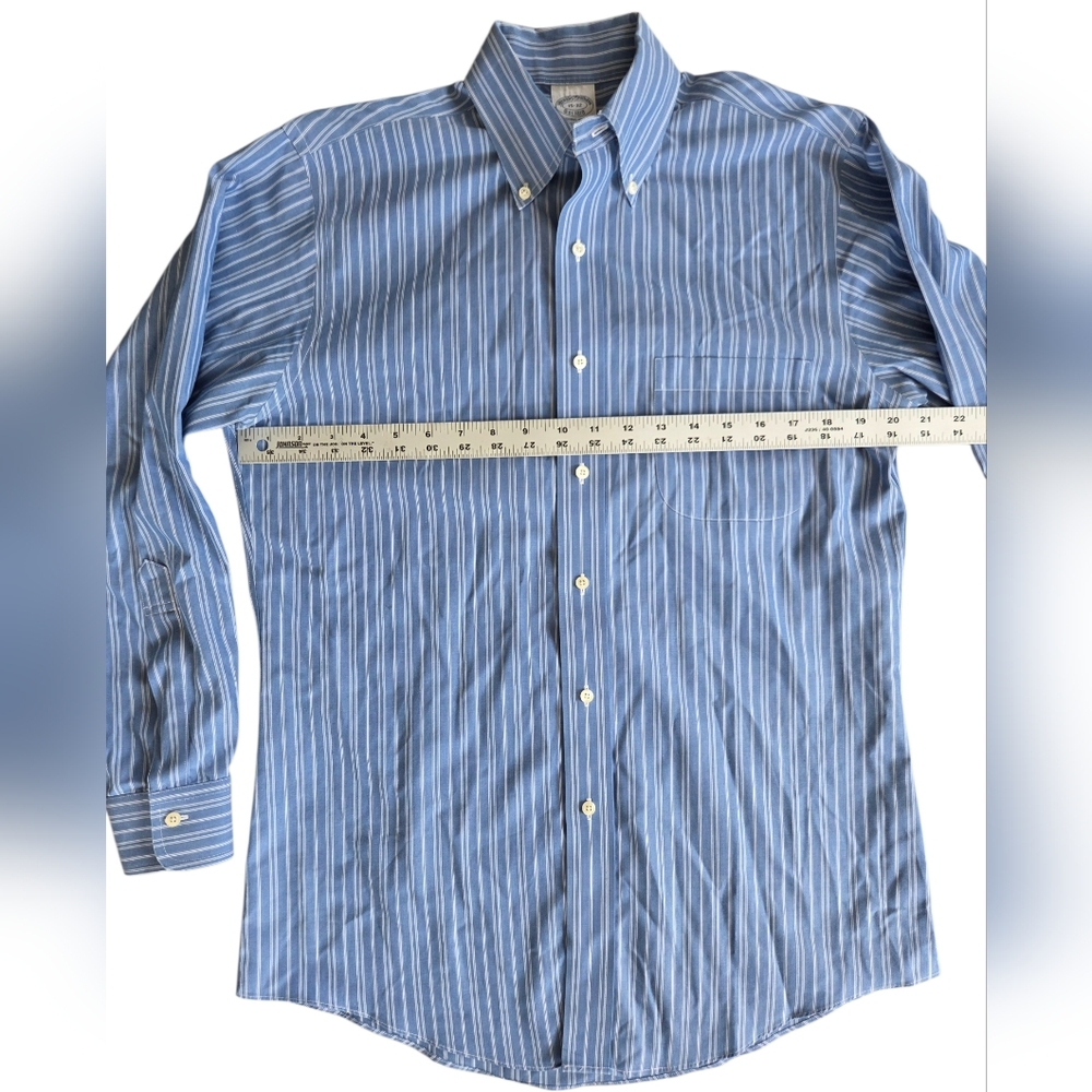 Brooks Brothers Blue and White Stripe Button-Down Dress Shirt 15 - Picture 4 of 7